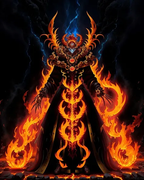 graphical anime portrait of A spirited and fiery elemental mage, conjuring flames:1.3, in a realm of molten lava:1.3, with a determined gaze:1.3, adorned in ember-inspired robes:1.3, and a quest to control the elements:1.3. , <lora:Fusion_Graphic_SD15:1>