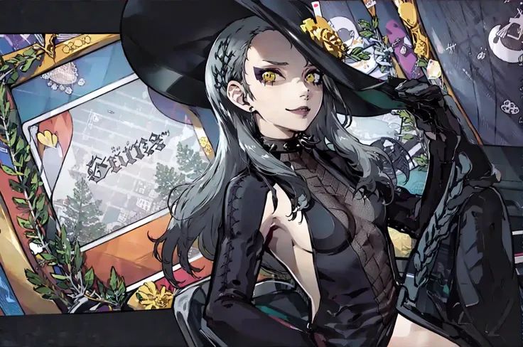 <lora:ShadowSae:1>,ssae,<lora:Persona5Cruncher:0.8>,PersonaCruncher,1girl,solo,looking_at_viewer,smile,upper body,casino,eyeshadow,eyeliner,black dress,, masterpiece,best quality,highres,ultra high res,(abstract art:1.2),2d,(highlydetailed),(colorful),(intenseexpression),(fashionable),