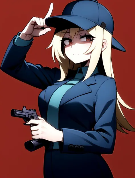 handgun, m1911, holding gun, 1girl, <lora:Glock:1>,