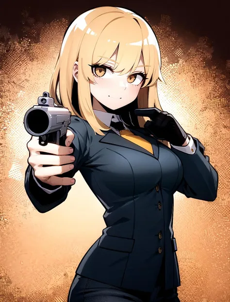 handgun, m1911, holding gun, 1girl, <lora:hand:1>,