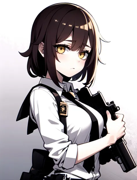 handgun, m1911, glock, holding gun, 1girl, <lora:hand:1>,
