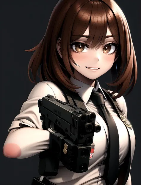 handgun, m1911, holding gun, 1girl, <lora:Glock-000016:1>,