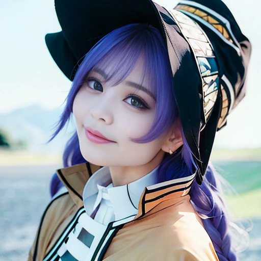 <lora:roxyMigurdiaLora_offset:2>, <lora:japaneseDollLikeness_v10:0.4>, masterpiece, (photorealistic:1.4), best quality, deep of field, roxy migurdia, 1girl, bangs, blue eyes, blue hair, blush, braid, brown cape, brown capelet, brown headwear, cape, capelet, collared shirt, crossed bangs, dress, hair between eyes, hat, long braid, long hair, long sleeves, looking at viewer, shirt, simple background, smile, solo, tsurime, twin braids, upper body, white background, white dress, witch hat, ((masterpiece)) , intricate details, natural light, RAW photo, 8k uhd, film grain