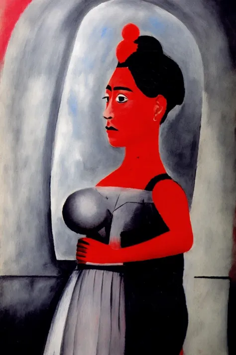 Frida Kahlo in modern art by <lora:Rufino_Tamayo_ArtStyle:0.85>