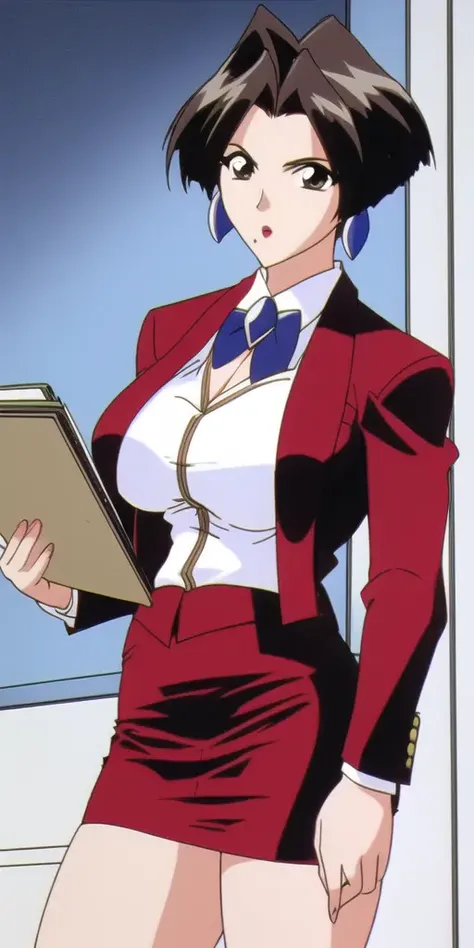 <lora:ErinaKinjoWon:.8> ErinaKinjoWon, large_breasts, ErinaSkirtSuit, pencil_skirt, miniskirt, short_hair