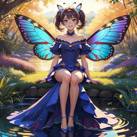 <lora:detail_slider_v4:1>masterpiece, high quality, chiharuyamada, sitting in the forest, <lora:f41rydr3ss:0.7> f41rydr3ss, full body, see-through, dress, butterfly wings, looking into a lake
