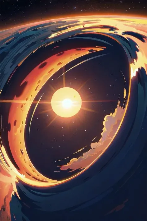 and waking up from sleep, the sun rises above the earth and darkness recedes...