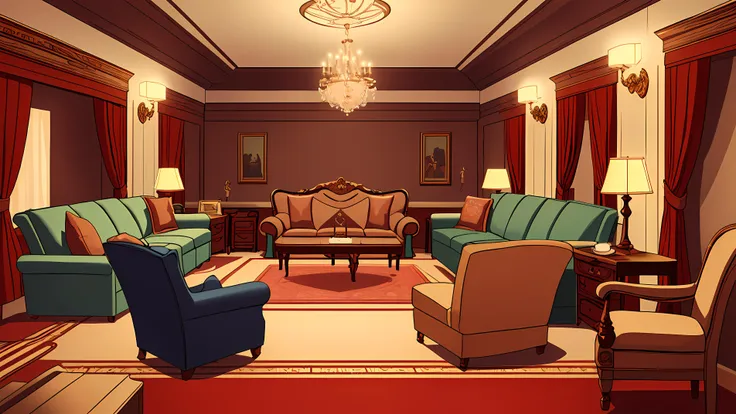 a living room, posh, luxurious, well designed, expensive, couch, chairs, carpet, lights,
cinematic, highly detailed, 8k, realistic,