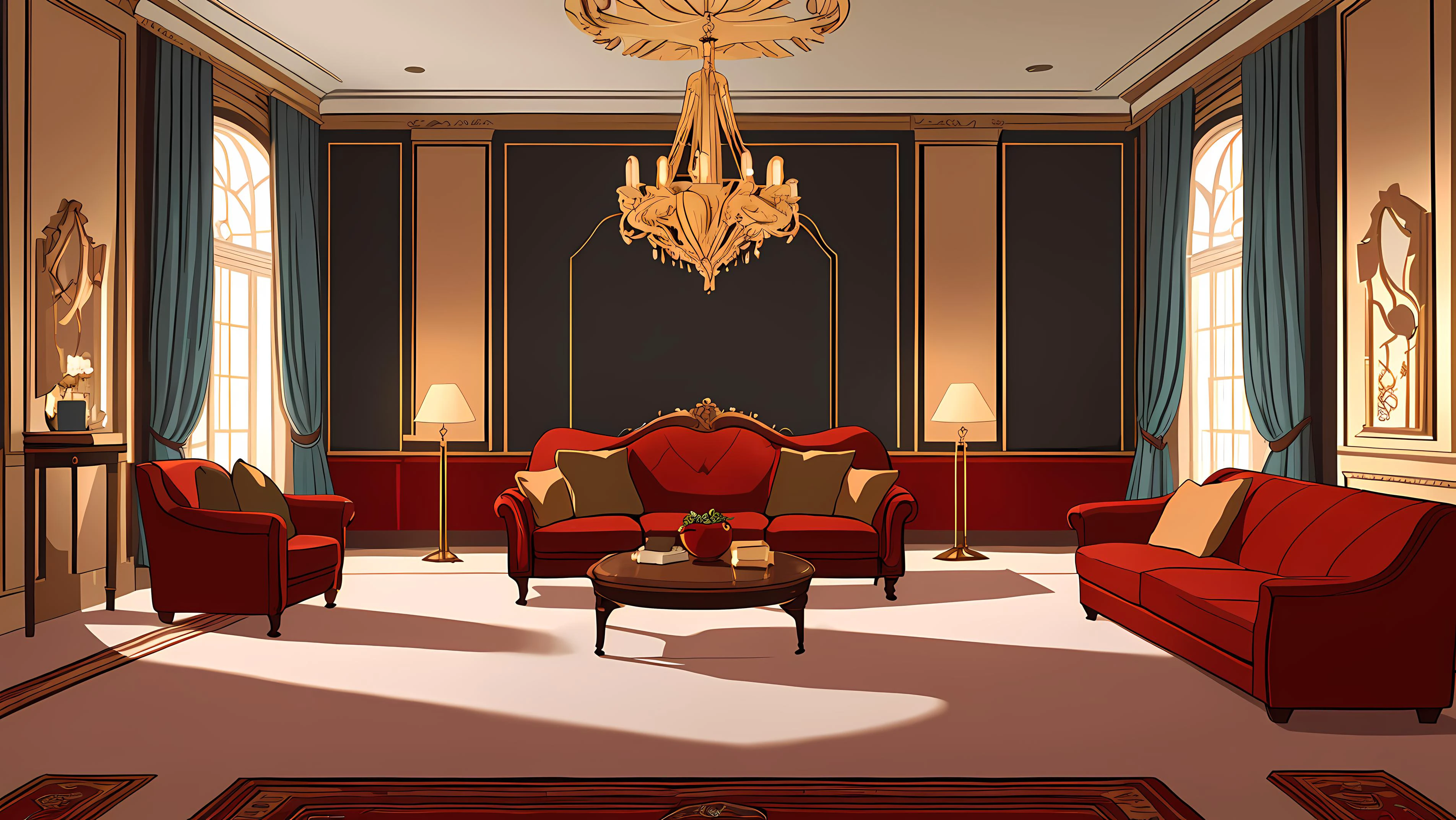 a living room, posh, luxurious, well designed, expensive, couch, chairs, carpet, lights,
cinematic, highly detailed, 8k, realistic,