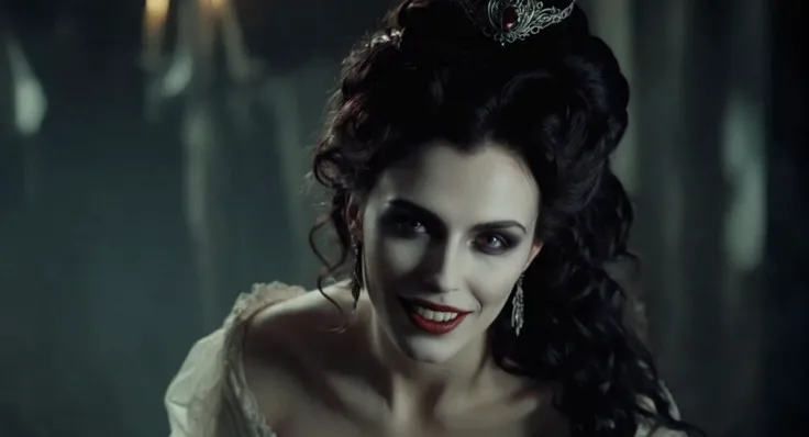 Dark Fantasy Art of (Cinematic Film stock footage style) in (arri alexa style) (Kodak film print style), hyperrealism
<lora:Female Vampire:1>
Female Vampire a woman with a very big grin on her face and with a vampire makeup, dark, moody, dark fantasy style