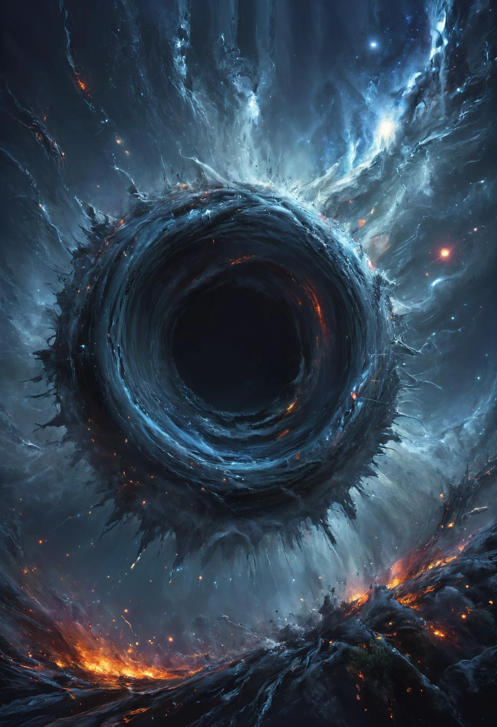 <lora:Mythical_Beasts:0.8> fmb Living black holes consuming all in their path, <lora:SDXLFaeTastic2400:0.8>, tenebrism, <lora:Into_Darkness:0.8>, <lora:Rainbow_Style:0.6>