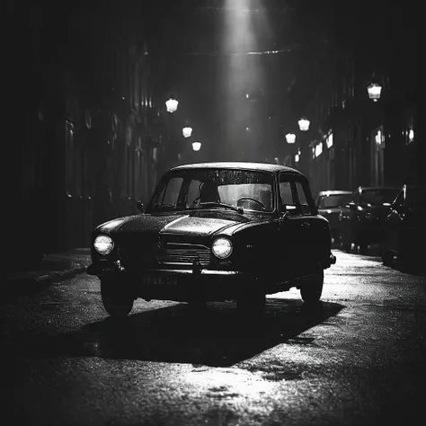 cinematic photo dark photo of a car in a street    <lora:Into_Darkness:1>, 35mm cinematic , film, bokeh,  professional, 4k, highly detailed, 35mm photograph, film, bokeh,  professional, 4k, highly detailed