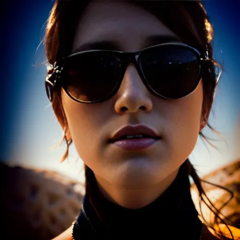 art photography, analog style, toy lens photo of a woman, mirrored sunglasses, photorealistic, (Lomography), Denise_LastName <lora:epiNoiseoffset_v2:2>