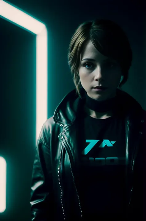 art photography, analog style, anamorphic lens photo of a beautiful 30 year old woman, cyberpunk clothing, photorealistic, (cinematic lighting), Denise_LastName <lora:epiNoiseoffset_v2:0.8>