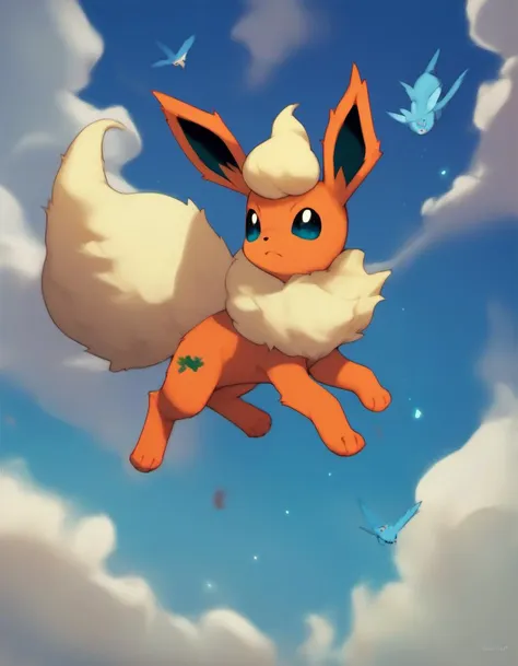 source_cartoon, rating_safe, <lora:Diathorn_SDXL_Pony:1> by Diathorn ,  Flareon_\(pokemon\), flying through the sky, score_9, score_8_up, score_7_up, score_6_up, score_5_up, score_4_up