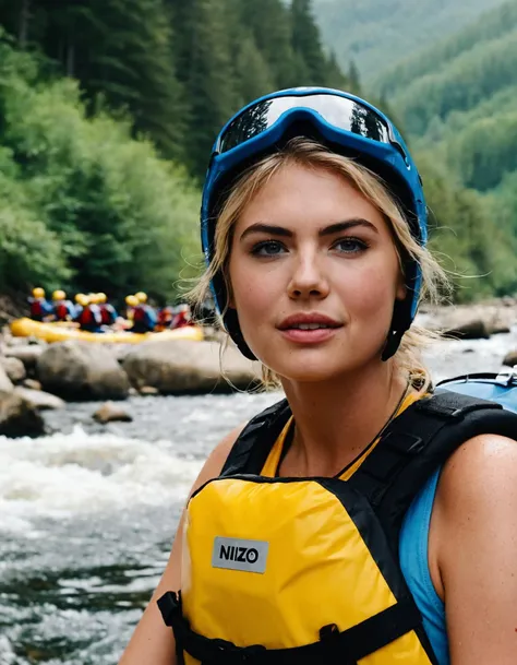 cinematic photo professional fashion close-up portrait photography of a ((ohwx woman)) at rafting during Noon, Nikon Z9,  mole <lora:kateupton_dh128_lora_v2b:1.1> . 35mm photograph, film, bokeh, professional, 4k, highly detailed