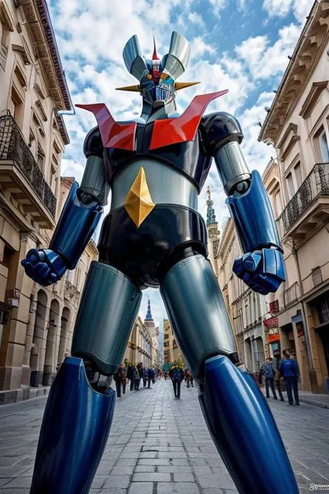(masterpiece, best quality), high resolution, (8k resolution), (ultra detailed),  mazinger z robot  <lora:mazinger02:.7> destroying burgos city