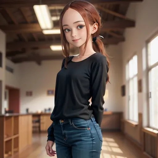 masterpiece, best quality, ultra highres, 1girl, (bbtakagi:1.5), long hair, low ponytail, (collarbone:0.5), plain black shirt, long sleeves, long blue pants, jeans, <lora:takagi-san_v1:0.7>, indoors, full body view, (mischievous smile:1.1),
21 years old,
<lora:ahx_v1:1> skinny arms, slim body, skinny girl, skinny hips, narrow torso, thin torso,
