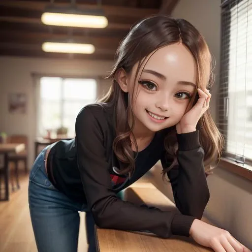 masterpiece, best quality, ultra highres, 1girl, (bbtakagi:1.4), long hair, low ponytail, (collarbone:0.5), plain black shirt, long sleeves, long blue pants, jeans, <lora:takagi-san_v1:0.5>, indoors, full body view, (mischievous smile, teasing viewer, making fun of viewer:1.4),
18 years old,
<lora:ahx_v1:0.6> skinny arms, slim body, skinny girl, skinny hips, narrow torso, thin torso,
(beautiful brown eyes:1.5)
