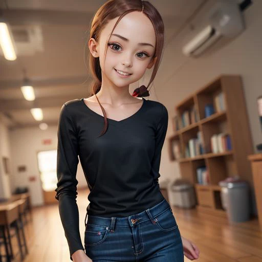 masterpiece, best quality, ultra highres, 1girl, (bbtakagi:1.5), long hair, low ponytail, (collarbone:0.5), plain black shirt, long sleeves, long blue pants, jeans, <lora:takagi-san_v1:0.7>, indoors, full body view, (mischievous smile:1.1),
21 years old,
<lora:ahx_v1:1> skinny arms, slim body, skinny girl, skinny hips, narrow torso, thin torso,