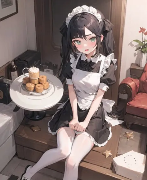 masterpiece, best quality, 1girl, solo, maid uniform, twintails, maid <lora:Mona-000042:1>