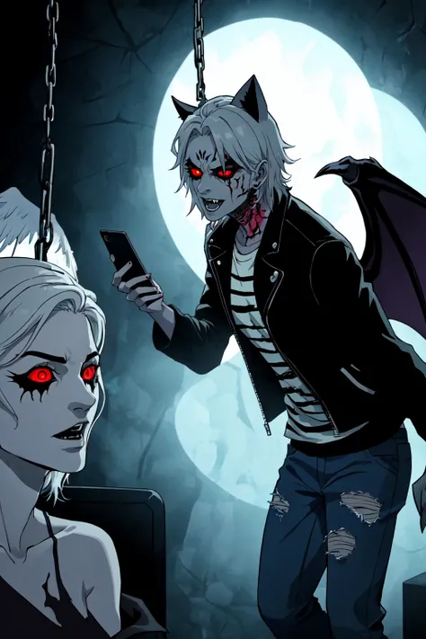 1boy, male focus, facial hair, BadBoyVibes-GenderFree LawrenceShoggoth DemonUnderWorld NowYouveDoneit HellaineDark Verse1