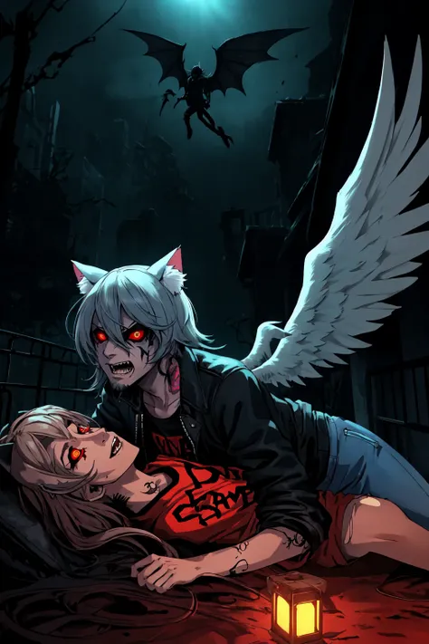 1boy, male focus, facial hair, BadBoyVibes-GenderFree DemonUnderWorld HellaineDark PsychoFreak_Verse1