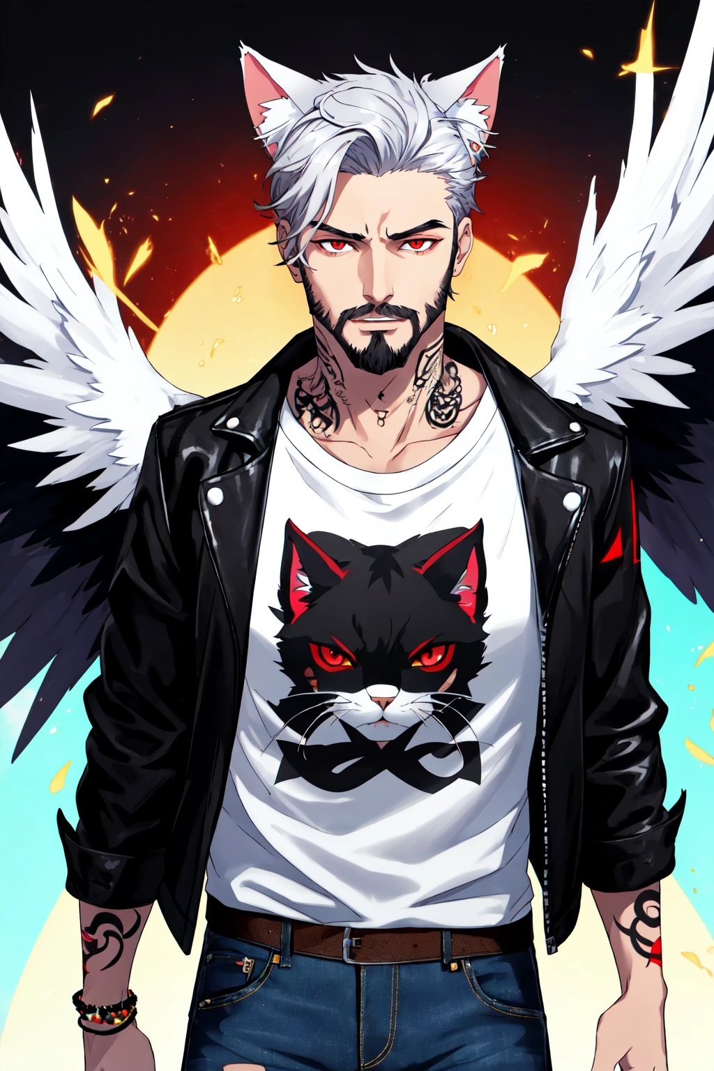 1boy, male focus, facial hair, BadBoyVibes-GenderFree NaGiFace