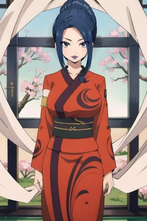 <lora:EdensZero_KurenaiKogetsu_Ms:0.7>,ponytail,darkblue hair, bangs, lipstick,