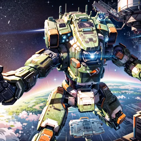 mecha,robot,bt-7274,<lora:BravoTango7274-000018:0.8>,illustration,masterpiece,best quality,<lora:add_detail:1>,science fiction,battlefield,space,spacecraft,spacewar,