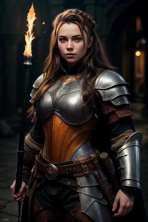 <lora:RPGDwarf:0.56> dwarf:1.2, 1girl low-braided long hair in dark brown with Light brown eyes eyes and Sparse eyebrows , guard wearing heavy armor holding Electric baton background portrait , Celestial palace with shimmering domes and magical architecture in background, realistic:1.2, masterpeice, ultradetailed, intricate details, perfect quality, ultrashapr, ultradetailed, photorealistic, perfect shadows, profesional lights, realistic, blurry, boekh, masterpiece light works,depth of fiel, ultradetailed character, pefect quality, maximum quality, intricate details, detailed face By jeremy mann, by sandra chevrier, by maciej kuciara, sharp, (perfect, body:1.1), realistic, real shadow, 3d, (dark castle background:1.2), (by Michelangelo), (profesional lights:1.3) (profesional photography:1.3), full body shoot, concept art of medieval rpg character,hand over groin looking down and to the right with other arm up and bent at elbow