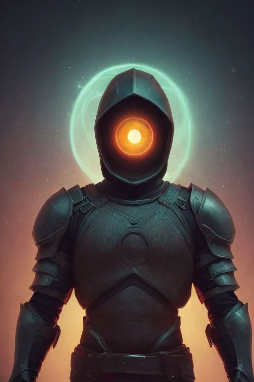 A dark ghostly male silhouette. Messenger of Gaa. Cracked skin. light armor. Cracked armor. Canvas hood. Runic circle. Elements. Power from inside. Glowing eyes. Bokeh blur. ral-dissolve.BadDream