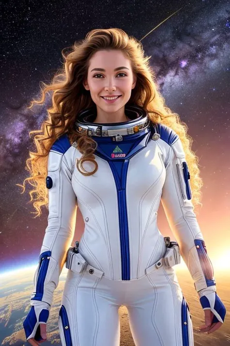 beautiful astronaut girl with large breasts, (full body photo:1,3), dressed in spacesuit, attractive forms, slim and athletic figure, very long iridiscent hair,
floating in weightlessness, fluffy hair floats in weightlessness and shimmers in the sun's rays, sun rays through the hair, looking at the viewer,
happy, smiling enticingly, cute smile, very detailed face (best quality),
in spaceship (intricate details, hyperdetailed:1.2), starry sky, space background,
(best quality, masterpiece, perfect face, beautiful and aesthetic:1.2), colorful, dynamic angle, highest detailed face, high detailed skin, detailed eyes,
Professional photo, eye-catching, (best lighting), (high contrast, space art, extreme detailed, highest detailed), HDR+, soft lighting, best quality,