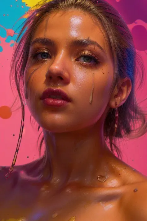 beauty model, seduction model, bright colors, liquid environment, immersion, splashes, drips, bubbles, color orbs, powerful tones, low angle, cinematic poster quality, fine art, hyper detailed, masterpiece, sublime art, balance , sweetness, intricate and suggestive details, 8K, hyperrealistic<lora:xl_more_art-full_v1:1> <lora:more_details:1>