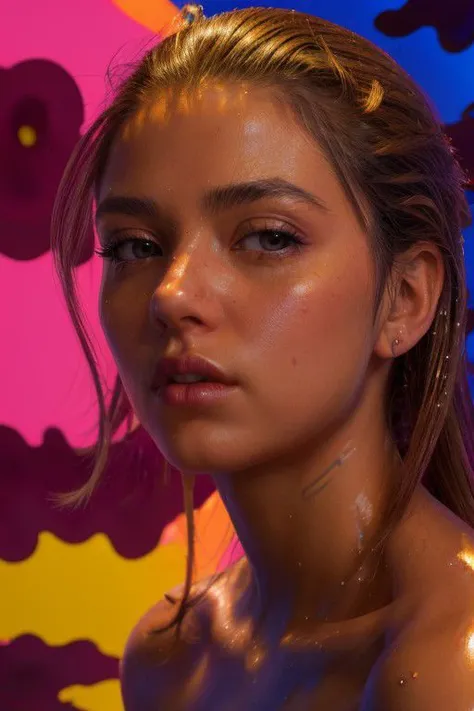 beauty model, seduction model, bright colors, liquid environment, immersion, splashes, drips, bubbles, color orbs, powerful tones, low angle, cinematic poster quality, fine art, hyper detailed, masterpiece, sublime art, balance , sweetness, intricate and suggestive details, 8K, hyperrealistic<lora:xl_more_art-full_v1:1> <lora:more_details:1>