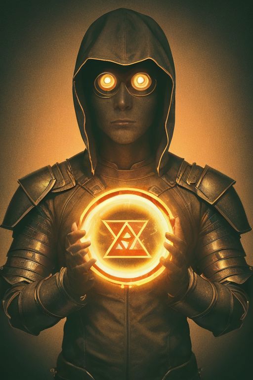 A man in a hooded jacket holding a glowing orb - SeaArt AI