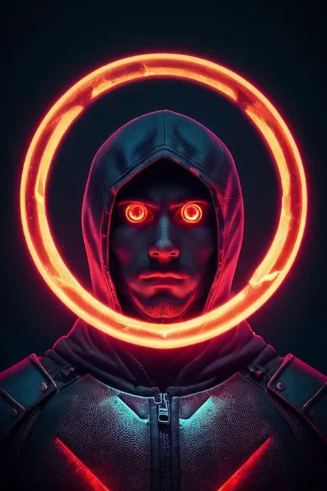 A dark ghostly male silhouette. Messenger of Gaa. Cracked skin. light armor. Cracked armor. Canvas hood. Runic circle. Elements. Power from inside. Glowing eyes. Bokeh blur. ral-dissolve.BadDream