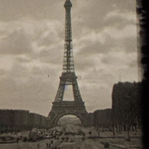 <hypernet:1947-paris-sf-images-2-new-settings:1> 
Create a black and white image that embodies the essence of Paris, France, in the year 1947, with a particular focus on the Eiffel Tower. The composition should capture the nostalgic and romantic atmosphere of post-war Paris, highlighting the timeless elegance of the Eiffel Tower as it stands tall against the backdrop of the city. The image should be rich in detail, showing the architecture and possibly even the cobblestone streets that lead to the iconic structure, giving it a strong sense of place and time. The use of light and shadow should enhance the vintage feel, evoking the classic photography style of the mid-20th century. This scene should be devoid of modern elements, ensuring the viewer is transported back to 1947, feeling the history and charm of Paris during this era.