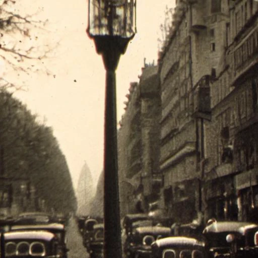 <hypernet:1947-paris-sf-images-2-new-settings:1> 
Create a black and white image that captures a vintage streetcar in Paris, France, during the year 1947. The streetcar should be the focal point, moving along a cobblestone street lined with historic Parisian buildings, each exhibiting the architectural charm of the era. Include pedestrians in period-appropriate attire to add a sense of life and authenticity to the scene. The surrounding environment should feature elements typical of Paris in the late 1940s, such as lampposts, vintage cars parked along the side of the street, and perhaps the distant silhouette of an iconic monument to ground the setting in its specific location. The composition should use light and shadow to create a dramatic and nostalgic atmosphere, evoking the essence of post-war Paris. The image should be detailed enough to allow viewers to feel the texture of the cobblestones, the intricate design of the streetcar, and the bustling life of the city during this historical period, all while maintaining a sense of timeless elegance.