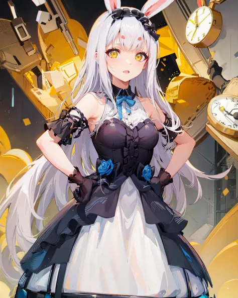 1girl, standing,outdoors,street,
<lora:ShimakazealiceV2-000008:1>,
shimakazealice,sleeveless dress, hand on hip, gloves,yellow eyes,