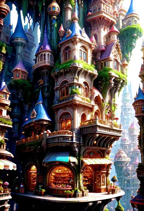 8k, highly detailed, toy shop in a empty fantasy vertical city at the end of time, masterpiece<lora:EnvyFlourishesXL01:1>