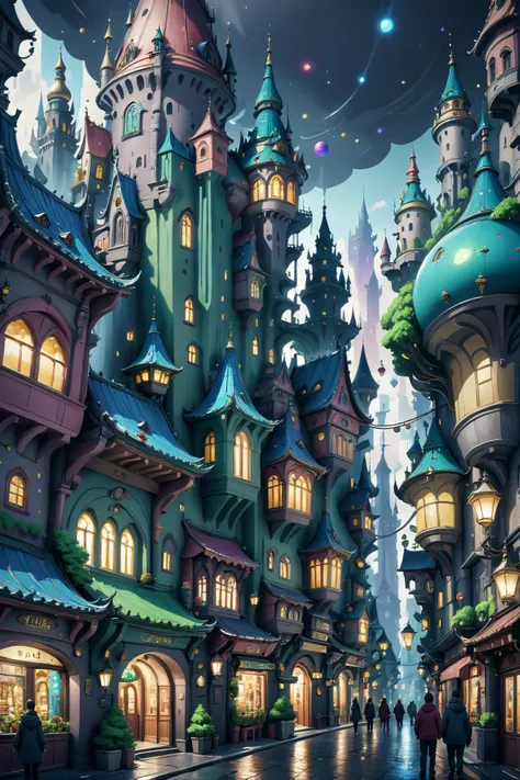 digital painting, cheerful fantasy city at the end of the multiverse, by Ben Mauro, 8k, ultra high detail, masterpiece<lora:EnvyPulpScifiXL:0.35><lora:xl_more_art-full_v1:0.35>