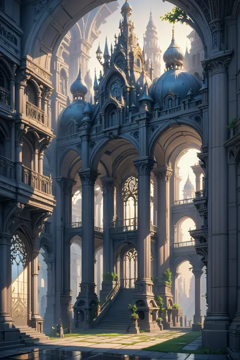 digital painting, morning, architecture, "at the Shadowy epic Apparatus", intricate, 8k, ultra high detail, masterpiece<lora:EnvyPulpScifiXL:0.35><lora:xl_more_art-full_v1:0.35>