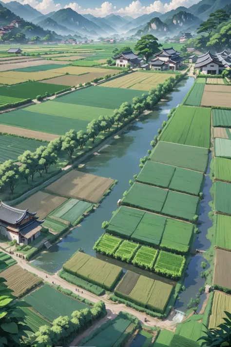 digital painting, noon, scenery, in a Agricultural Land, by Allen Wei, 8k, ultra high detail, masterpiece<lora:EnvyPulpScifiXL:0.35><lora:xl_more_art-full_v1:0.35>