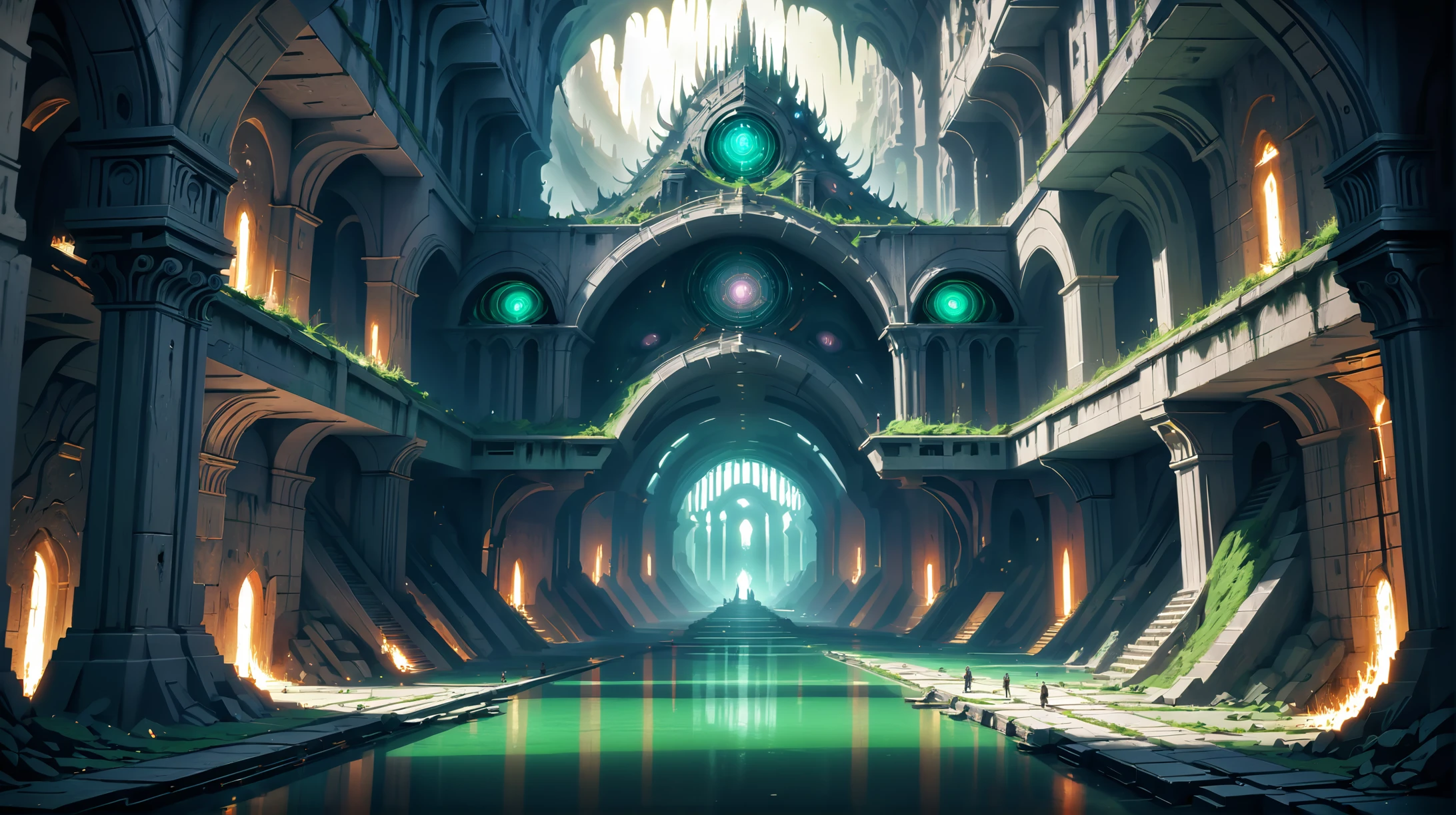 digital painting, forgotten,epic fantasy subterranean city beyond the end of time, by Alex Jay Brady, intricate, 8k, ultra high detail<lora:EnvyThiccXL02:1>
