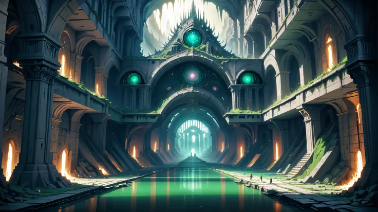 digital painting, forgotten,epic fantasy subterranean city beyond the end of time, by Alex Jay Brady, intricate, 8k, ultra high detail<lora:EnvyThiccXL02:1>