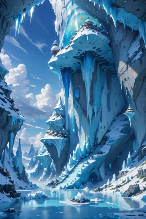 digital painting, noon, blue sky, clouds, scenery, in a Subsurface Ice Exploration Points, by Aaron Beck, 8k, ultra high detail, masterpiece<lora:EnvyPulpScifiXL:0.35><lora:xl_more_art-full_v1:0.35>