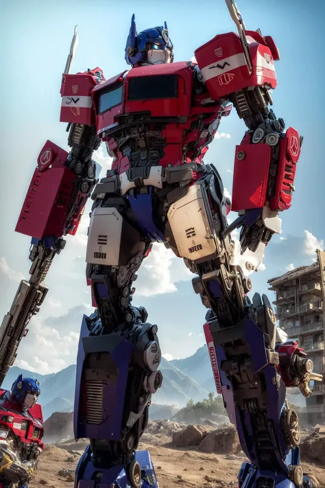 optms, glowing eyes, blue eyes, mecha, robot,volumetric lighting, best quality, masterpiece, intricate details, retro artstyle<lora:sxzOptimusPrime_sxzOptimus:1>Japan,full body,cowboy shot, building,