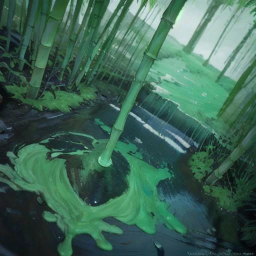 a detailed bamboo made out of slime, dense-forest, a vast bamboo forest made out of slime, translucent bamboo, transparent bamboo, bamboo made out of slime, a red brick path through the bamboo forest, red slime brick, green slime bamboo, bbforest,
everything made of slime, No simple background, ((slime tree)), detailed leaves, detailed bark texture,
overcast sky, natural light, no bright spots,
((translucent slime)), ((transparent slime)), made of water, (bioluminescent slime), sl1m3, slime, slime-morph, ais-blmn, saturated colors, no creatures, no monsters, no pokemon, scenery only, scenery, ral-lava, watce