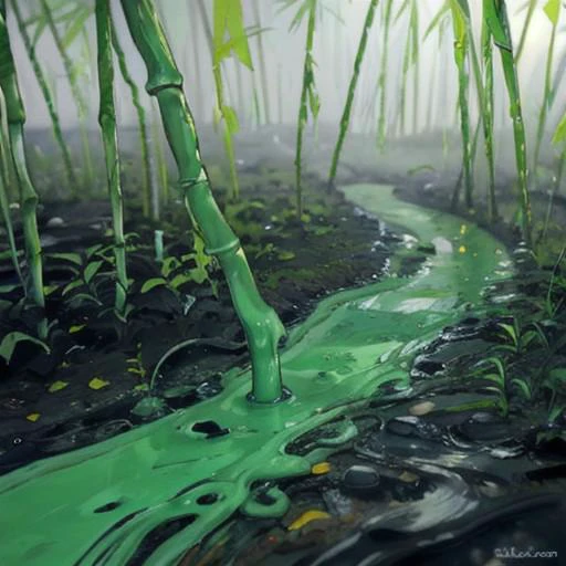 a detailed bamboo made out of slime, dense-forest, a vast bamboo forest made out of slime, translucent bamboo, transparent bamboo, bamboo made out of slime, a red brick path through the bamboo forest, red slime brick, green slime bamboo, bbforest,
everything made of slime, No simple background, ((slime tree)), detailed leaves, detailed bark texture,
overcast sky, natural light, no bright spots,
((translucent slime)), ((transparent slime)), made of water, (bioluminescent slime), sl1m3, slime, slime-morph, ais-blmn, saturated colors, no creatures, no monsters, no pokemon, scenery only, scenery, ral-lava, watce